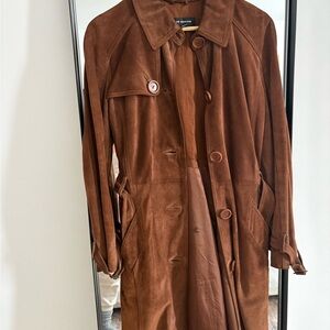 Club Monaco Rich Brown Suede Trench Coat
